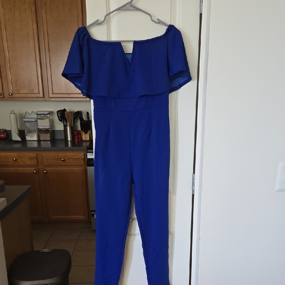 Elegant Blue Off-Shoulder Jumpsuit